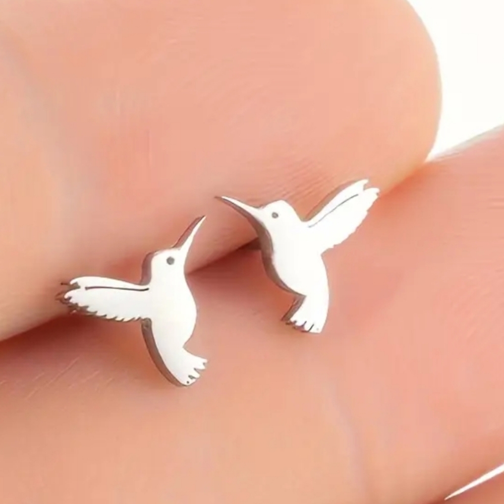 Hummingbird Stud earrings Stainless Steel Petite - Picture 4 of 4